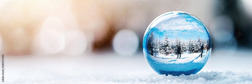 snow globe in winter landscape snow globe in winter landscape