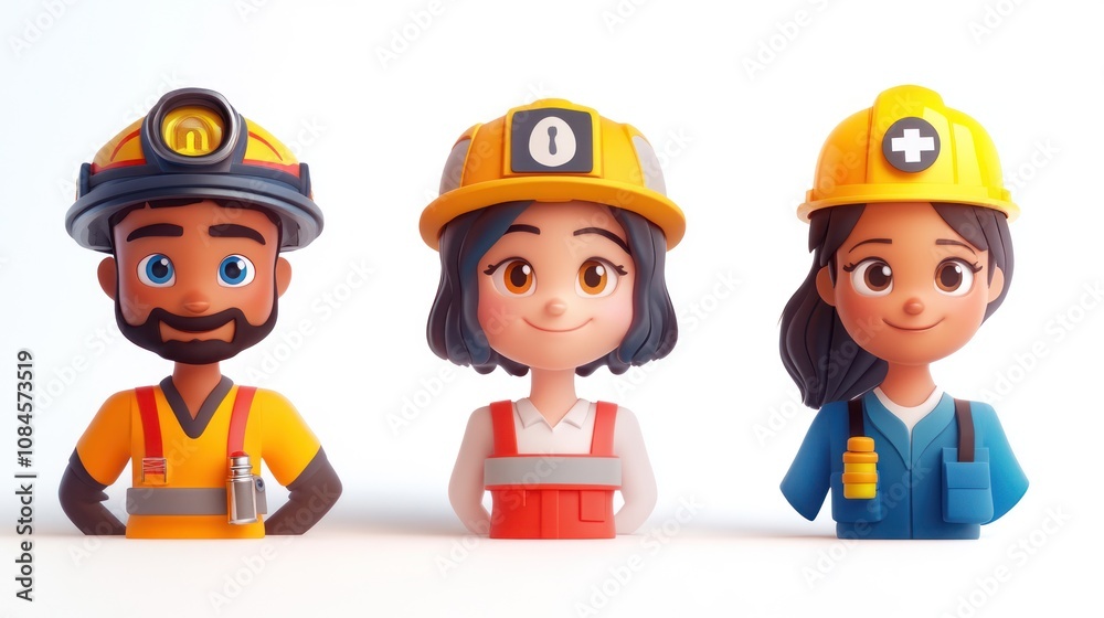 rescue workers Portrait Set Cute Cartoon Male and Female Avatars Multi-ethnic Man and Woman Faces Isolated on White Background rescue workers Portrait Set Cute Cartoon Male and Female Avatars Multi-ethnic Man and Woman Faces Isolated on White Background
