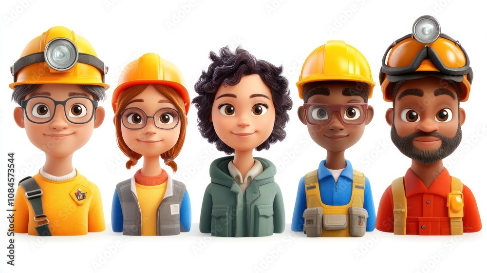 rescue workers Portrait Set Cute Cartoon Male and Female Avatars Multi-ethnic Man and Woman Faces Isolated on White Background rescue workers Portrait Set Cute Cartoon Male and Female Avatars Multi-ethnic Man and Woman Faces Isolated on White Background