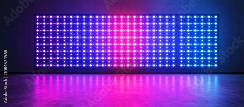 Wallpaper Mural Authentic concave LED display for a wall or platform. Large TV display depicted in a vector illustration with neon blue and purple dot lights. Stadium digital scoreboard with diode lights Torontodigital.ca