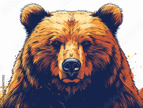 Brown bear head on white background. Vector illustration for your design