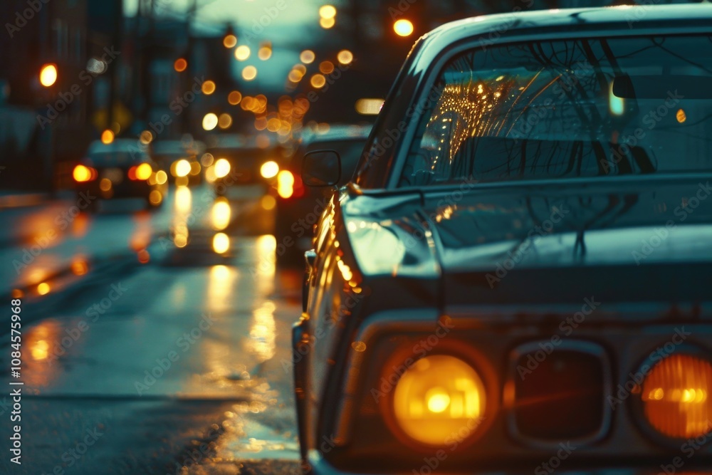 custom made wallpaper toronto digitalA car drives through heavy rain on a city street