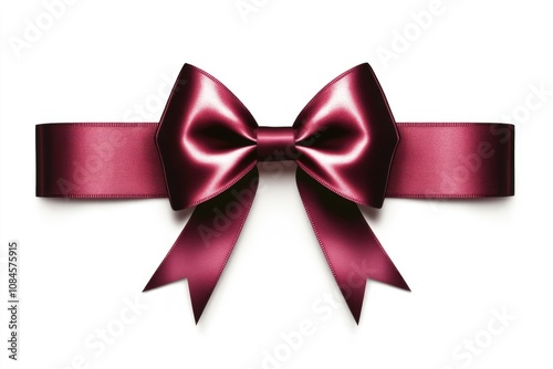 A red ribbon with a bow tied on a white background, perfect for decorating and celebrating special occasions