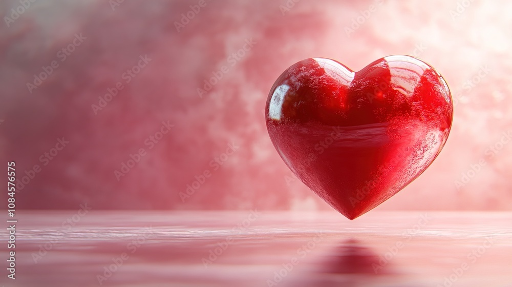 3d rendered red heart floating against a soft pink backdrop 3d rendered red heart floating against a soft pink backdrop