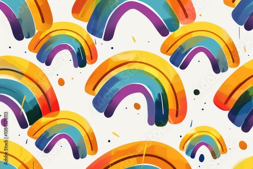 A collection of vibrant rainbows on a clean white background, great for adding color and positivity to your design