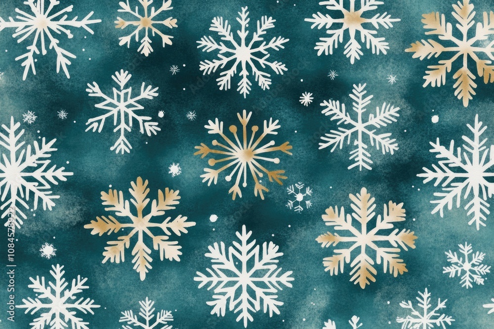 A blue background with intricate patterns of snowflakes A blue background with intricate patterns of snowflakes