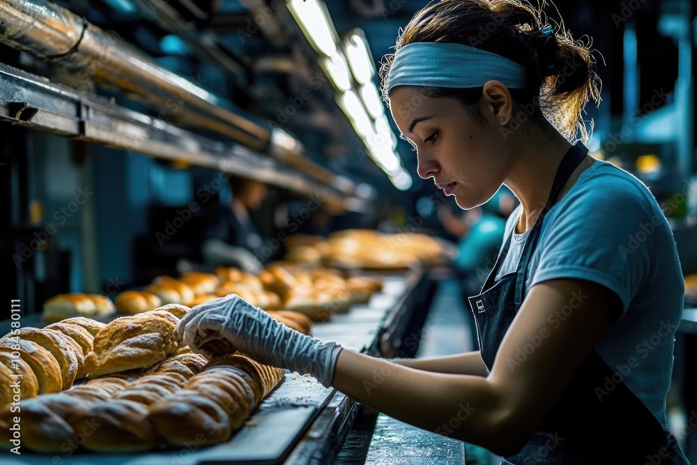 Woman preparing sweet treats in a bakery setting Woman preparing sweet treats in a bakery setting