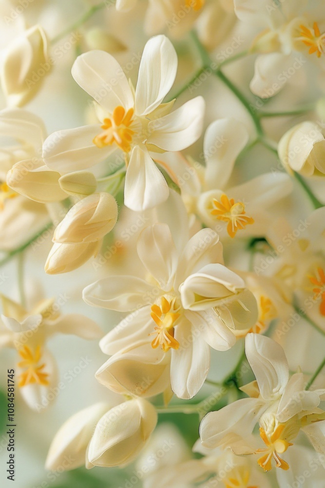 A detailed view of a bouquet of pure white blooms A detailed view of a bouquet of pure white blooms