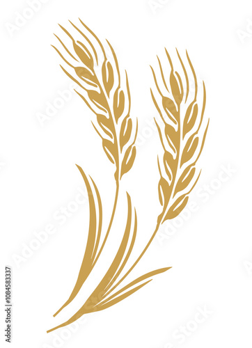 Wheat symbol. Grain stalks, rye ears, barley, oats, cereals logo emblem