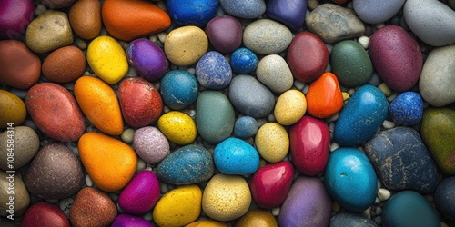 A close-up shot of a collection of brightly colored rocks, ideal for use in decorative or educational contexts