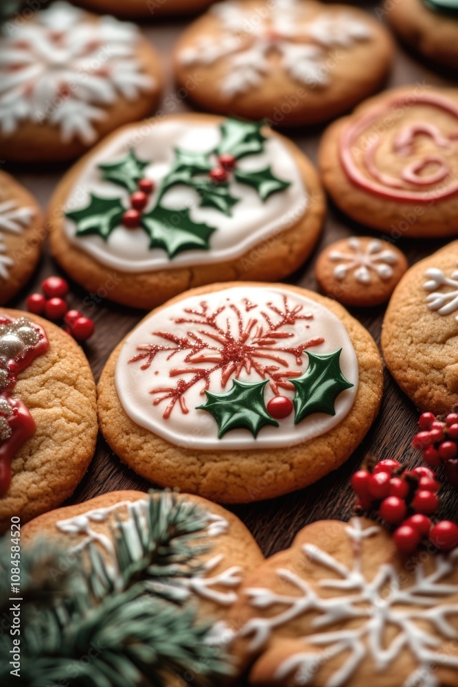 A table topped with cookies covered in frosting, perfect for a party or dessert A table topped with cookies covered in frosting, perfect for a party or dessert