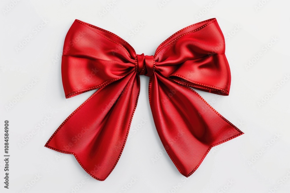 Naklejka premium A single red bow placed on a white surface