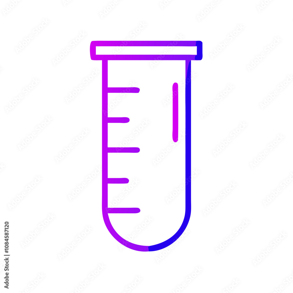 Icon of a test tube in blue and purple gradient representing laboratory analysis Icon of a test tube in blue and purple gradient representing laboratory analysis