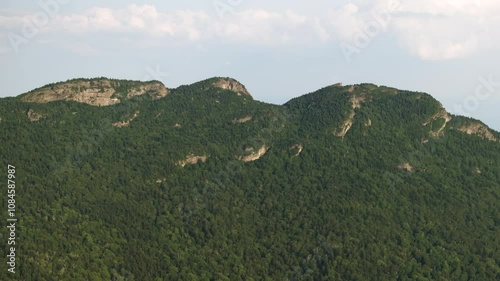 Beautiful nature of North Carolina Appalachian mountains, USA. Grandfather Mountain rocky cliffs in summer season photo