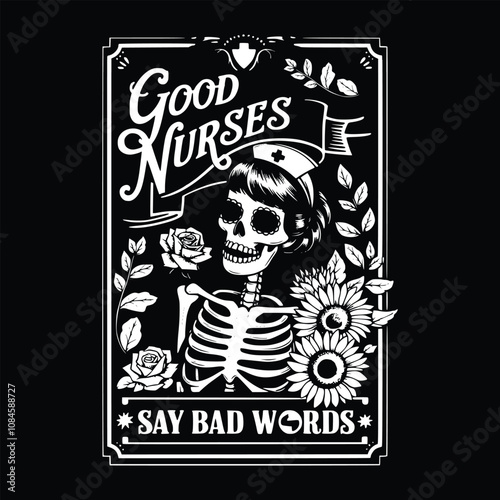 Good nurses say bad words eps, Nurse tarot card, Nurse life, Nurse life mode vector