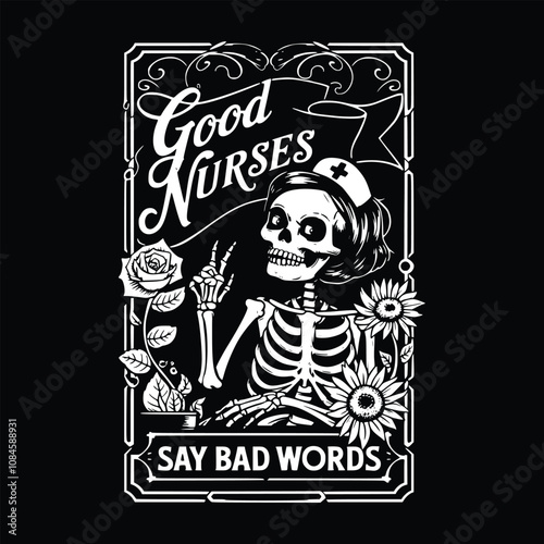 Good nurses say bad words eps, Nurse tarot card, Nurse life, Nurse life mode vector