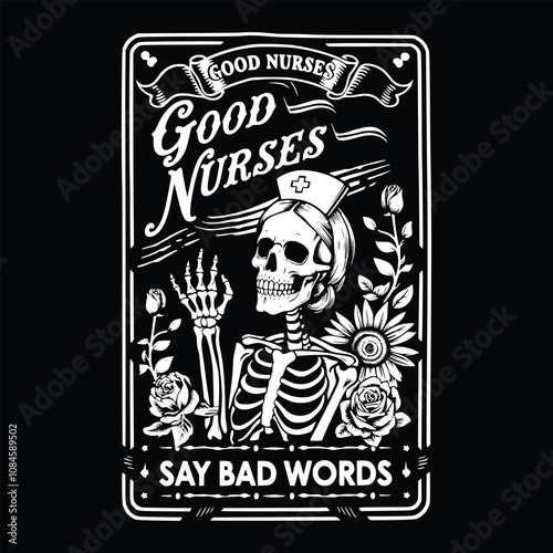 Good nurses say bad words eps, Nurse tarot card, Nurse life, Nurse life mode vector