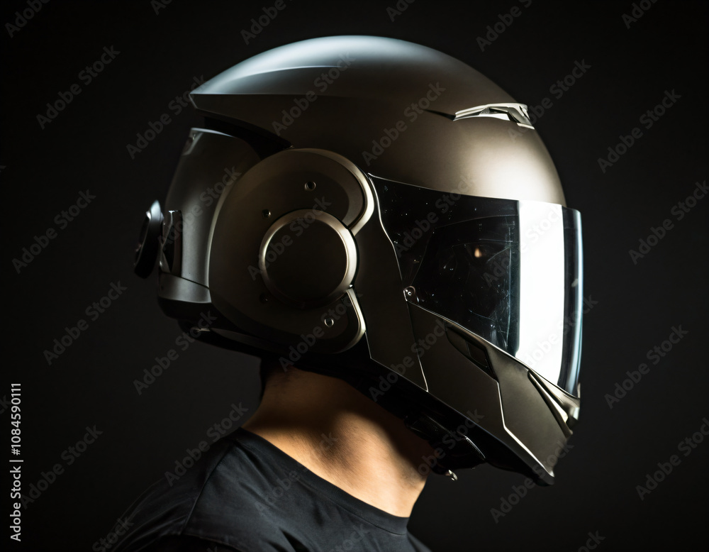 .A special helmet for virtual computer games on the head. .A special helmet for virtual computer games on the head.