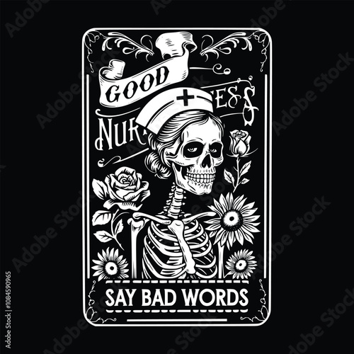 Good nurses say bad words eps, Nurse tarot card, Nurse life, Nurse life mode vector