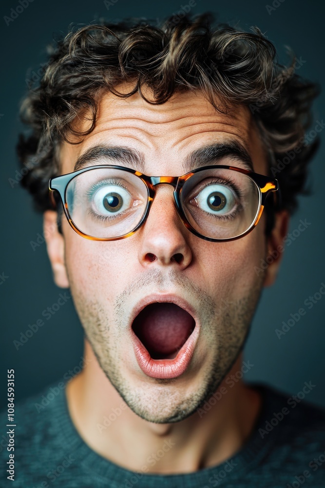 A man looks surprised, possibly due to unexpected news or situation A man looks surprised, possibly due to unexpected news or situation