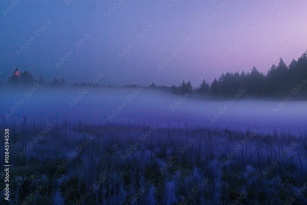 Fototapeta premium Enchanting Indigo Mist in a Surreal Landscape