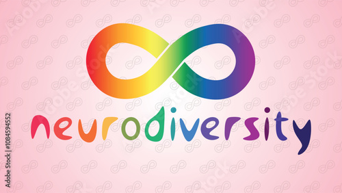 Neurodiversity awareness and acceptance concept vector with rainbow infinity symbols. Autism awareness. Infinity rainbow symbol. infinity sign in rainbow spectrum colors.	