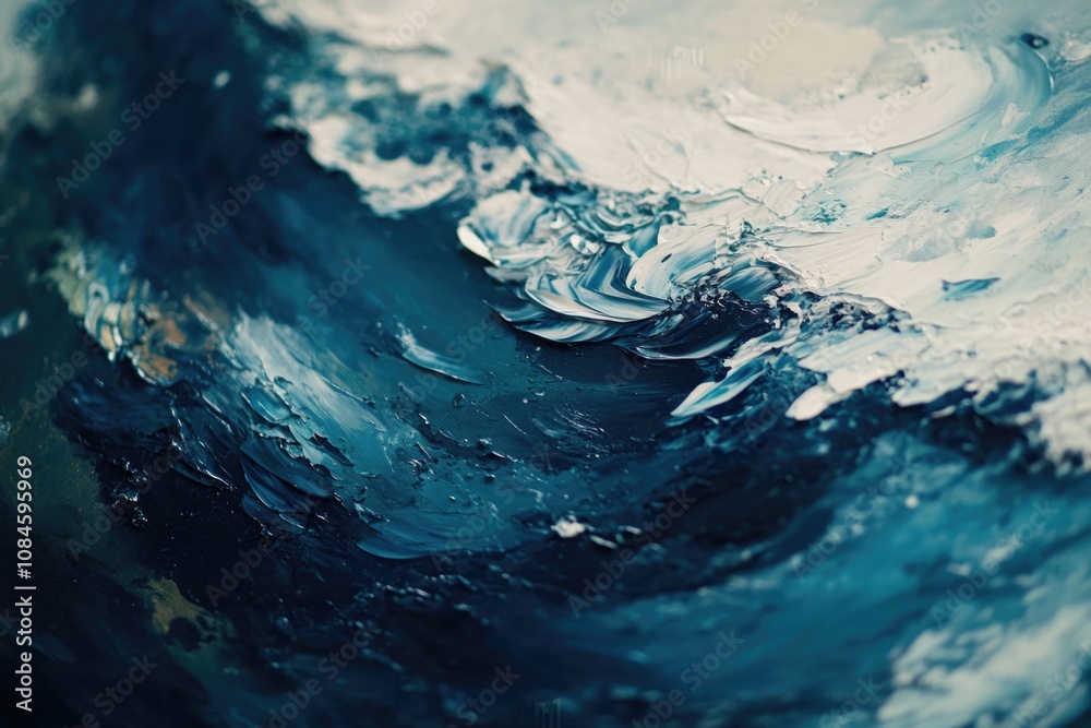 A detailed view of a painted wave, ideal for use in designs related to water or beach themes A detailed view of a painted wave, ideal for use in designs related to water or beach themes