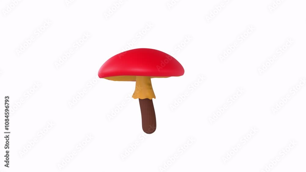Colorful red mushroom figure in a garden setting during sunny day Colorful red mushroom figure in a garden setting during sunny day