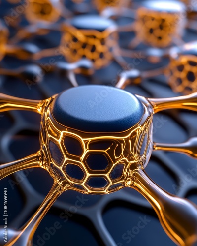 Abstract 3D Golden Structure with Honeycomb Pattern