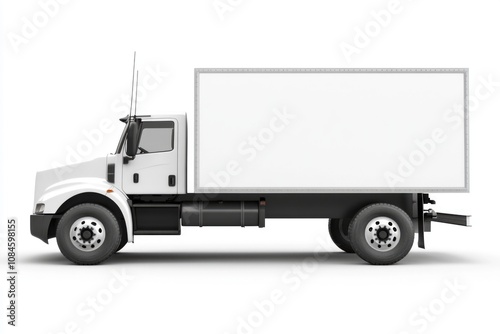 A white truck with a blank board on the back, suitable for business or personal use photo