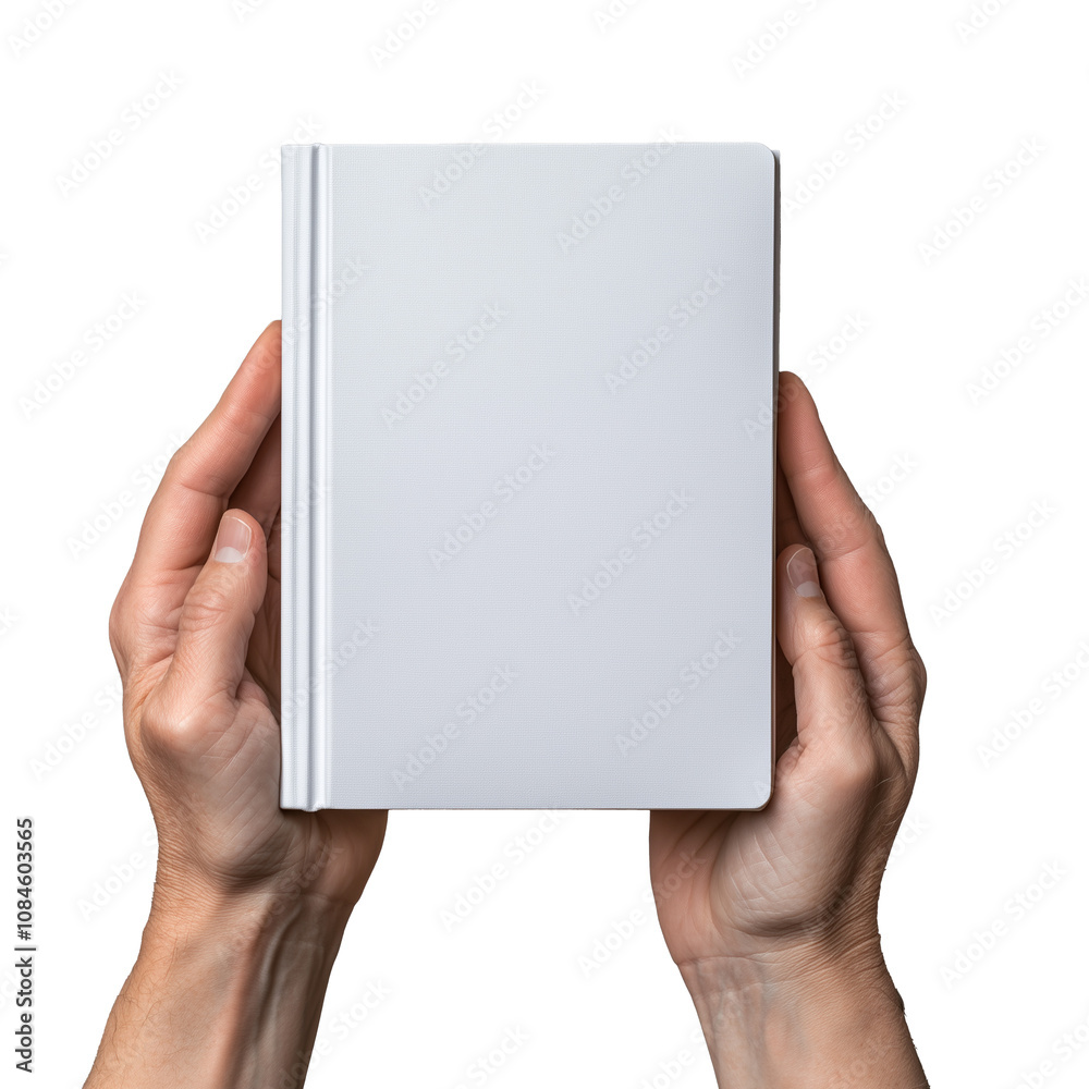 Hands holding a blank book with a plain cover Hands holding a blank book with a plain cover