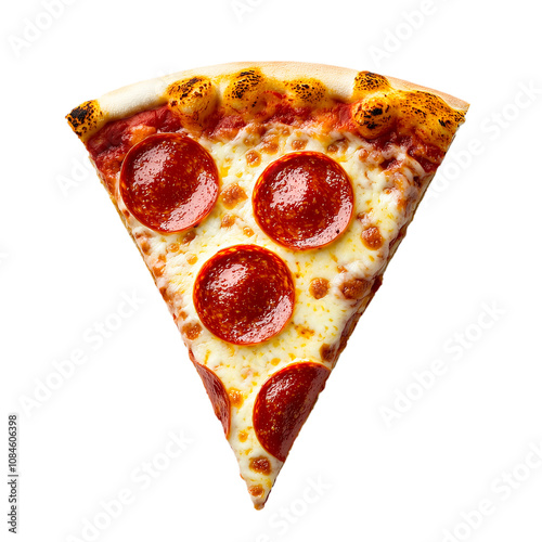 Delicious pepperoni pizza slice on a white isolated background, transparent background.
 photo