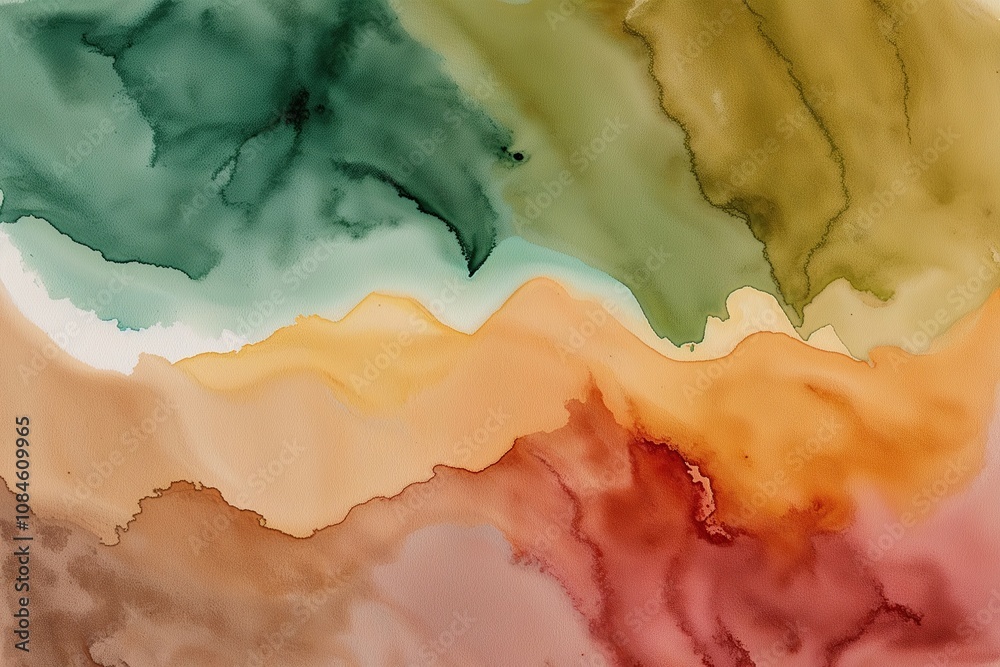 Rustic Watercolor Gradient Landscape in Earthy Tones and Organic Hues Rustic Watercolor Gradient Landscape in Earthy Tones and Organic Hues
