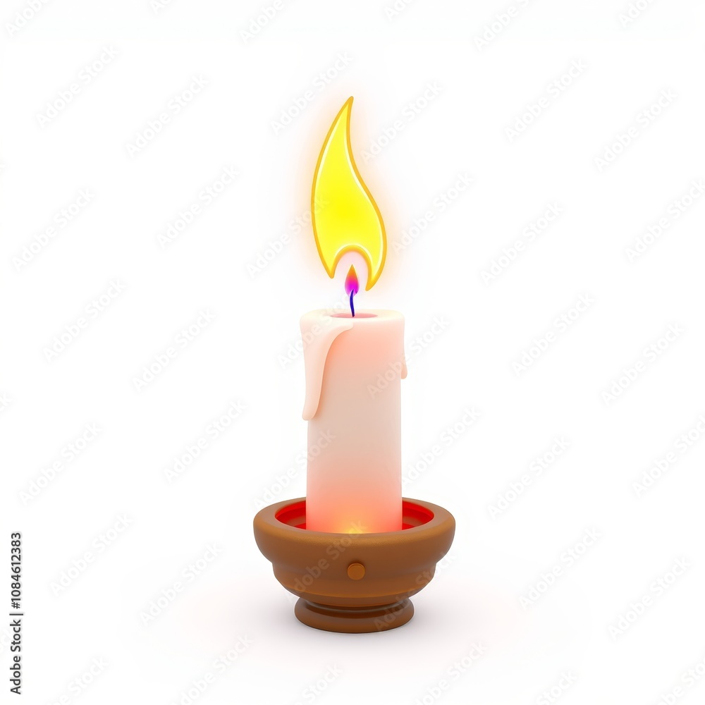 3D Enchanted Candlelight Icon with Glowing Rune Aesthetic for Whimsical Holographic Design, Versatile for Various Design Projects on White Background 3D Enchanted Candlelight Icon with Glowing Rune Aesthetic for Whimsical Holographic Design, Versatile for Various Design Projects on White Background