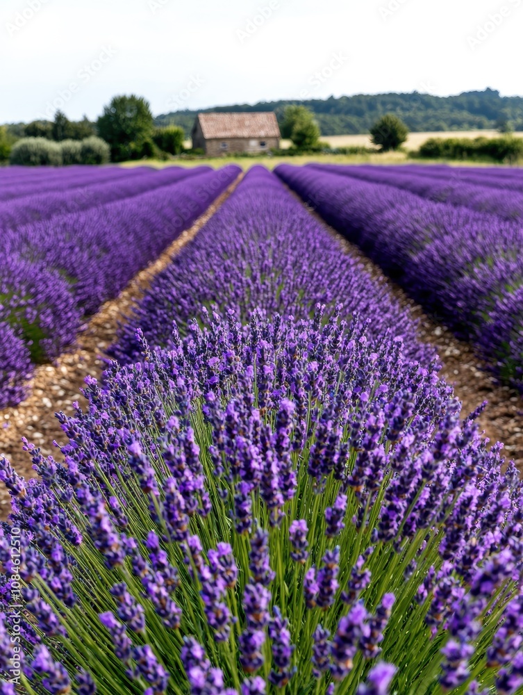 Fototapeta premium Lavender field with old barn in the background