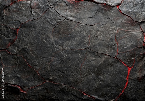 Cracked stone surface with red veins photo