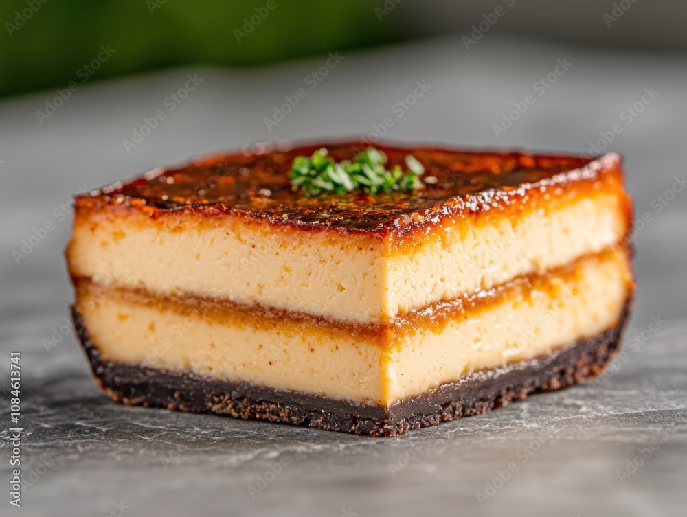 Delicious layered cheesecake with caramelized top Delicious layered cheesecake with caramelized top