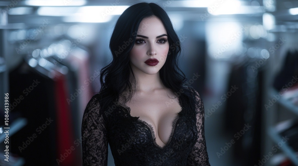 Mysterious woman in black lace dress Mysterious woman in black lace dress