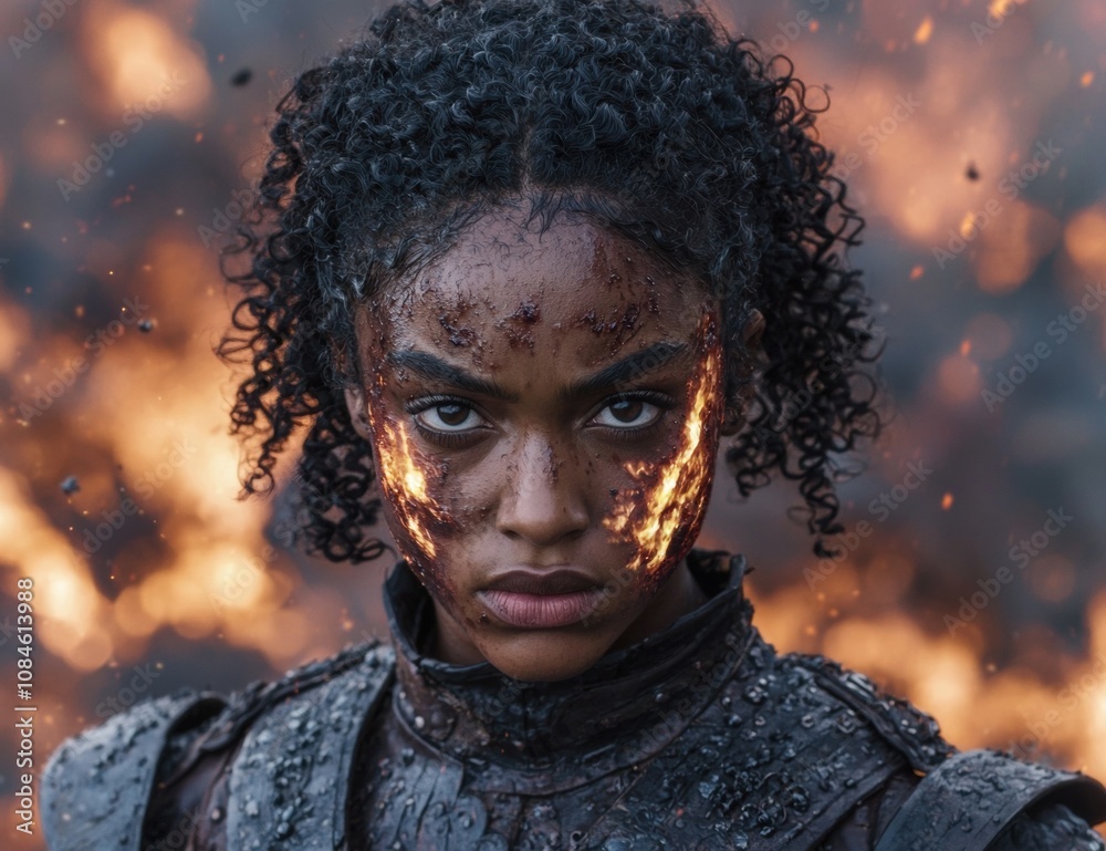 Fierce warrior woman in battle Fierce warrior woman in battle