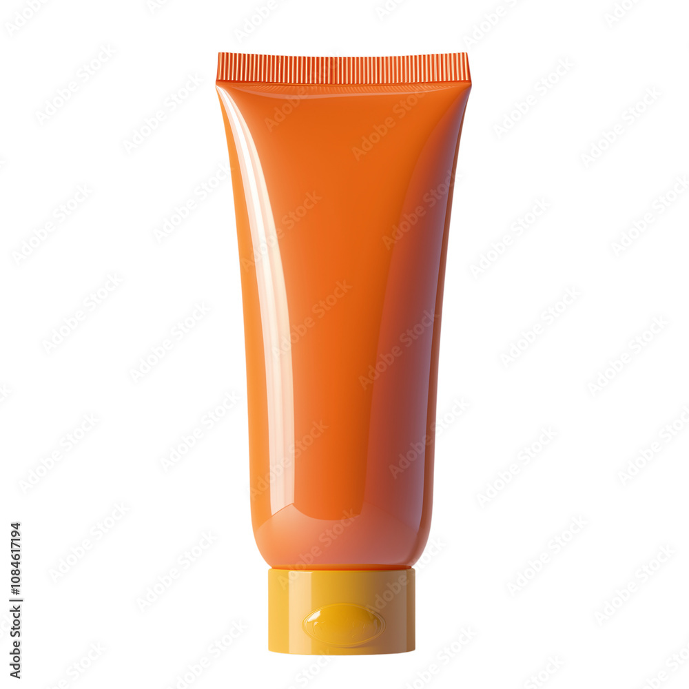 custom made wallpaper toronto digitalOrange sunscreen bottle with a pump dispenser and a sun design, isolated on a transparent background.