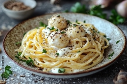 magazine cover featuring a luxurious pasta dish with truffles and cream