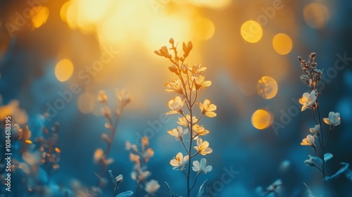 Soft blue and golden bokeh gradient background