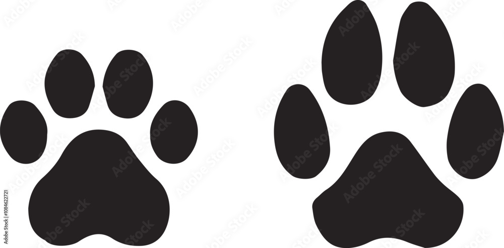 Silhouette Paw Prints Vector Icon - Dog and Cat Paws Silhouette Paw Prints Vector Icon - Dog and Cat Paws