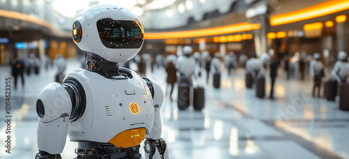 Wallpaper Mural Robots Assisting Passengers with Baggage at Innovative High-Tech Airport Terminal Torontodigital.ca