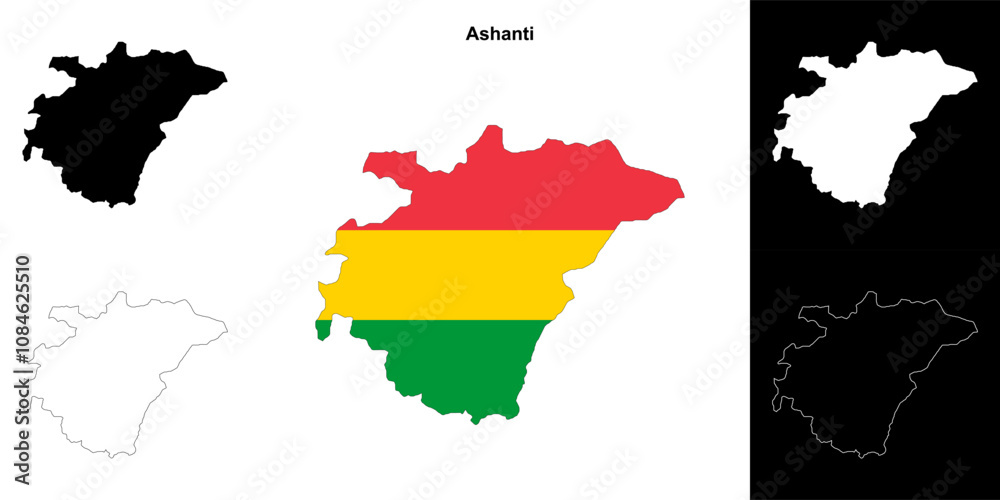 Fototapeta premium Ashanti region outline map set