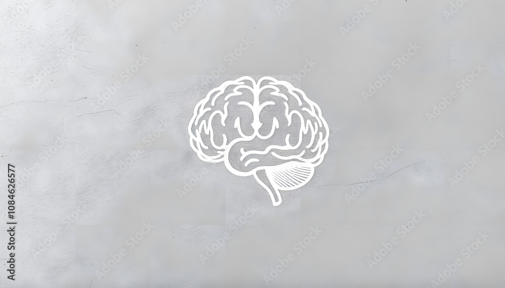 Concrete wall with healthy brain sketch isolated with white highlights, png Concrete wall with healthy brain sketch isolated with white highlights, png