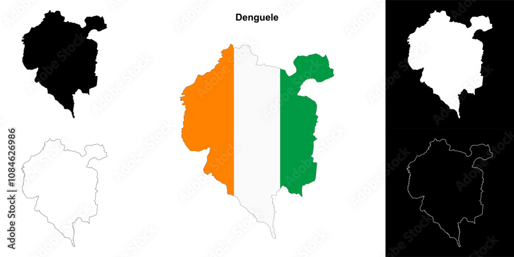 Fototapeta premium Denguele district outline map set