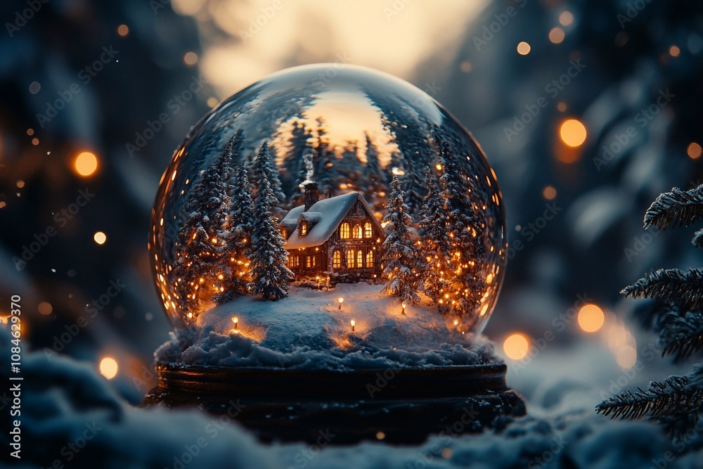 The New Year's glass layer, in which the winter atmosphere is depicted, creates a wonderful festive scene. Inside are small houses covered with snow, which give a fairy-tale charm. The New Year's glass layer, in which the winter atmosphere is depicted, creates a wonderful festive scene. Inside are small houses covered with snow, which give a fairy-tale charm.