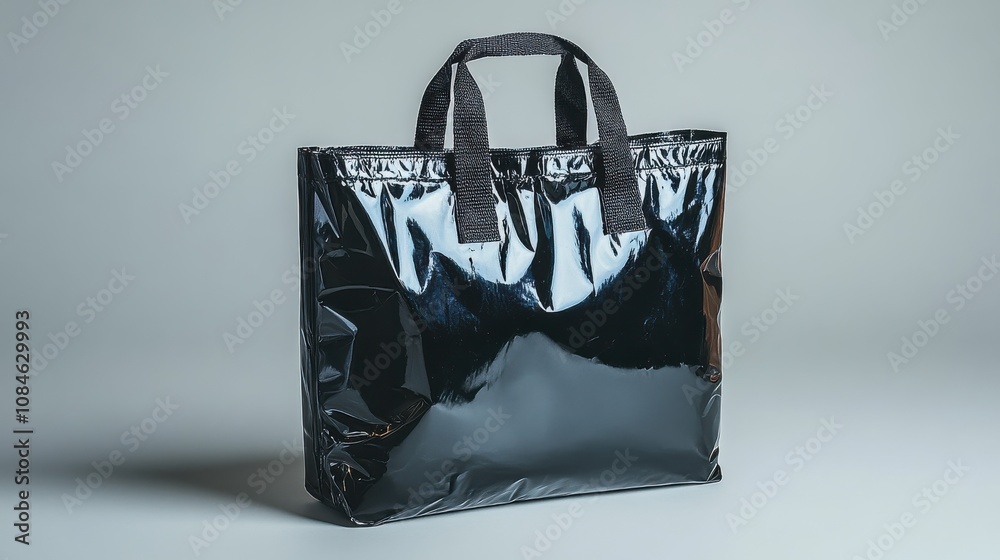 Naklejka premium a black plastic bag with handles