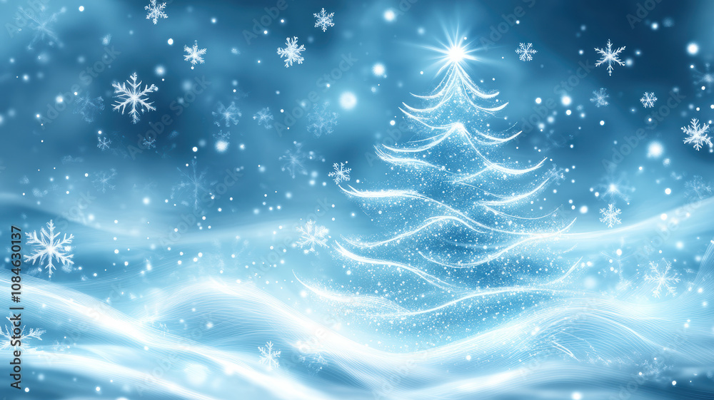 Christmas tree made of glowing lights and snowflakes Christmas tree made of glowing lights and snowflakes